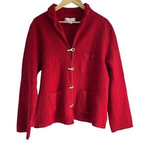 Vintage Cambridge Country Women’s Size XL Red 100% Boiled Wool Sweater‎ Jacket